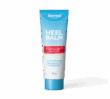 Front view of Dermal Therapy Heel Balm 50 g tube with blue and white packaging and flip cap