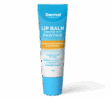 Front view of Dermal Therapy lip balm tube enriched with pawpaw showing blue and white packaging