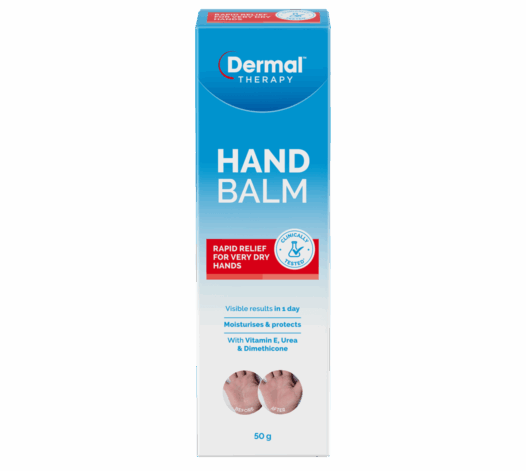 Front of Hand Balm box showing product name and images