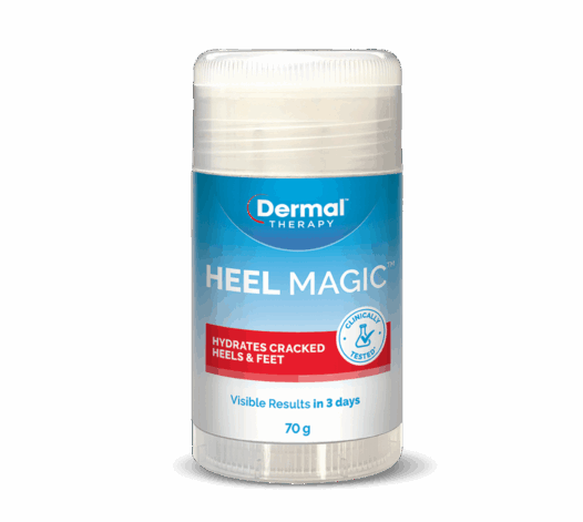 Front of Dermal Therapy Heel Magic stick showing label
